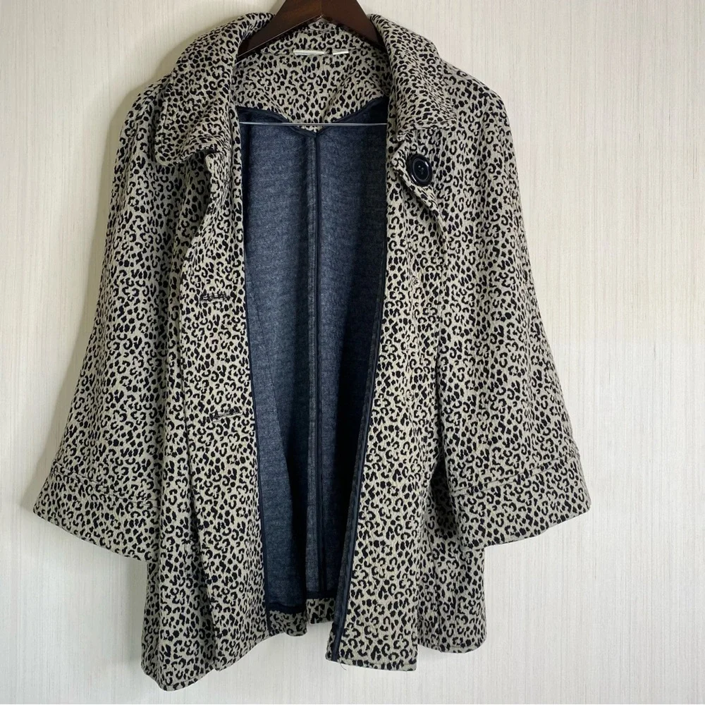 Kim Rogers Animal Print Button up Soft Stretchy 3/4 Sleeve Jacket Women’s 1X - Picture 7 of 7